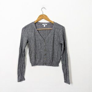 3/15 Abound Gray Pointelle Cropped Sweater NWOT